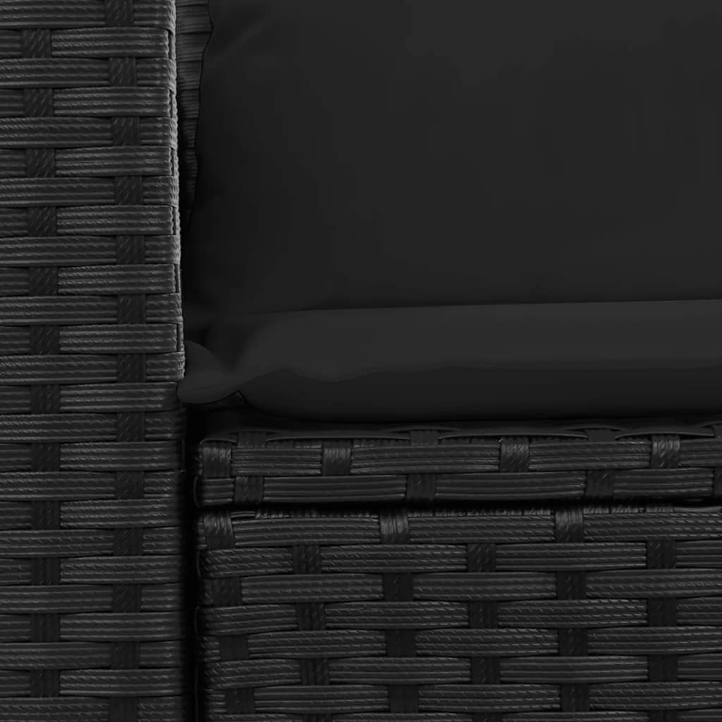 Divano da giardino con cuscini 2 posti nero in polyrattan 365991