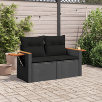 Divano da Giardino con Cuscini a 2 Posti Nero in Polyrattan 365994