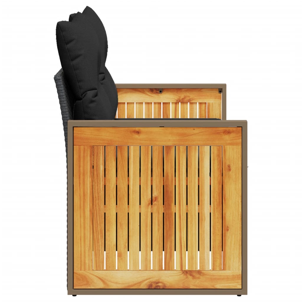 Divano da giardino con cuscini 2 posti nero in polyrattan 365995