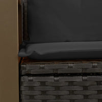 Divano da Giardino con Cuscini a 2 Posti Nero in Polyrattan