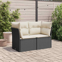 Divano da Giardino con Cuscini a 2 Posti Nero in Polyrattan 365998