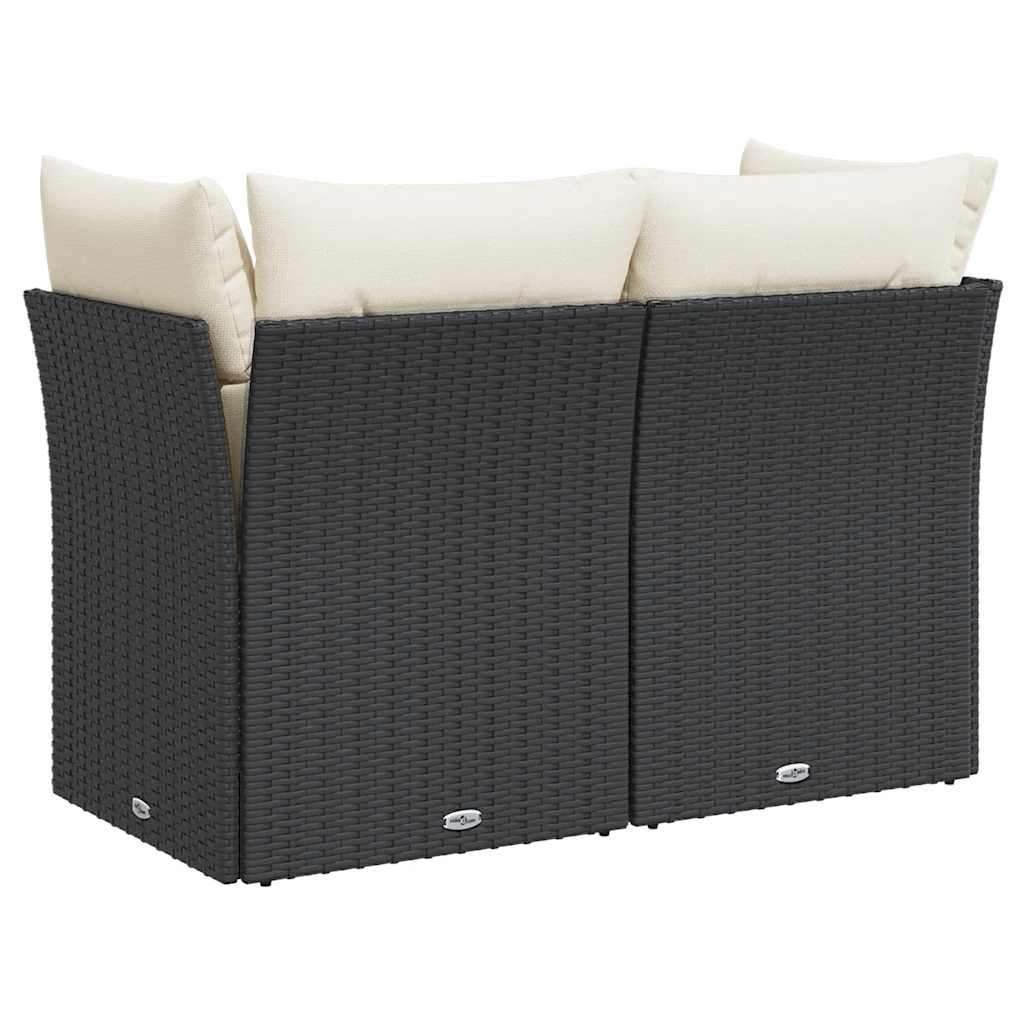 Divano da Giardino con Cuscini a 2 Posti Nero in Polyrattan 365998
