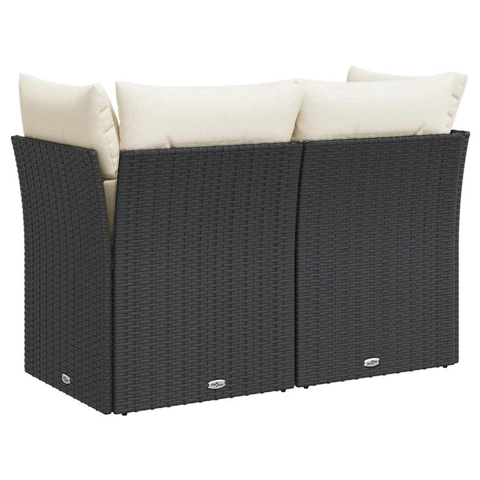Divano da Giardino con Cuscini a 2 Posti Nero in Polyrattan 365998