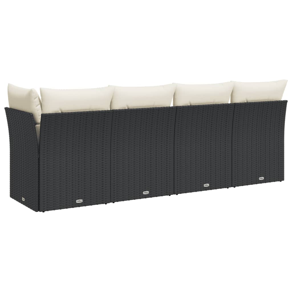 Divano da Giardino con Cuscini a 4 Posti Nero in Polyrattan 365999