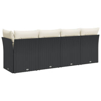 Divano da Giardino con Cuscini a 4 Posti Nero in Polyrattan 365999