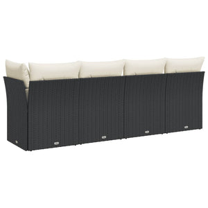 Divano da Giardino con Cuscini a 4 Posti Nero in Polyrattan 365999