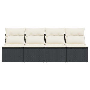 Divano da Giardino con Cuscini a 4 Posti Nero in Polyrattan 366000
