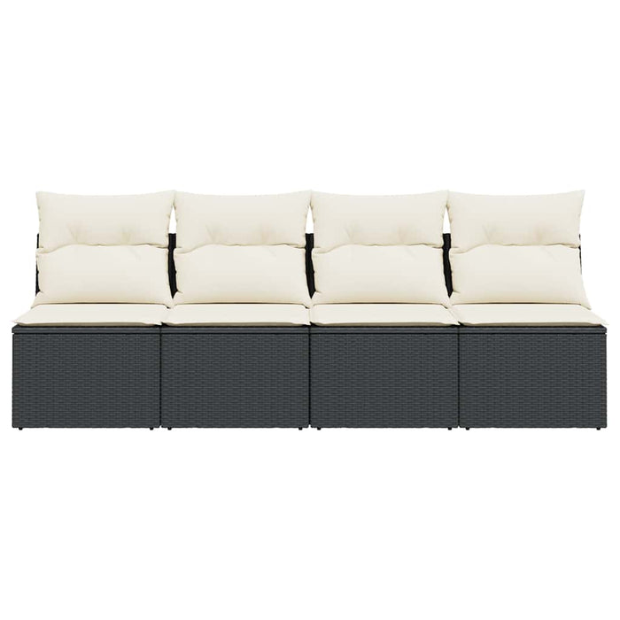 Divano da Giardino con Cuscini a 4 Posti Nero in Polyrattan 366000