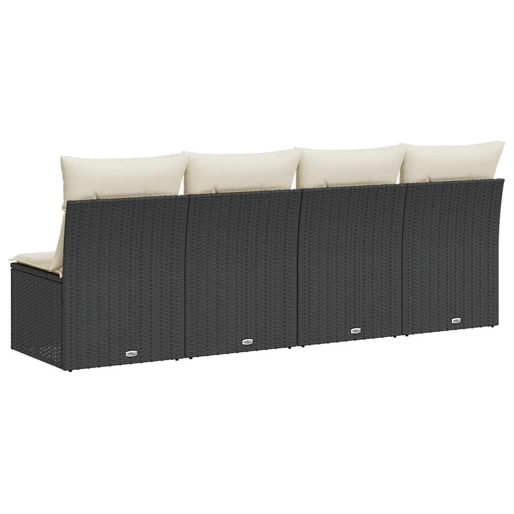 Divano da Giardino con Cuscini a 4 Posti Nero in Polyrattan 366000