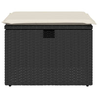 Sgabello Giardino con Cuscino Nero 55x55x37 cm in Polyrattan 366002
