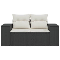 Divano da Giardino con Cuscini a 2 Posti Nero in Polyrattan