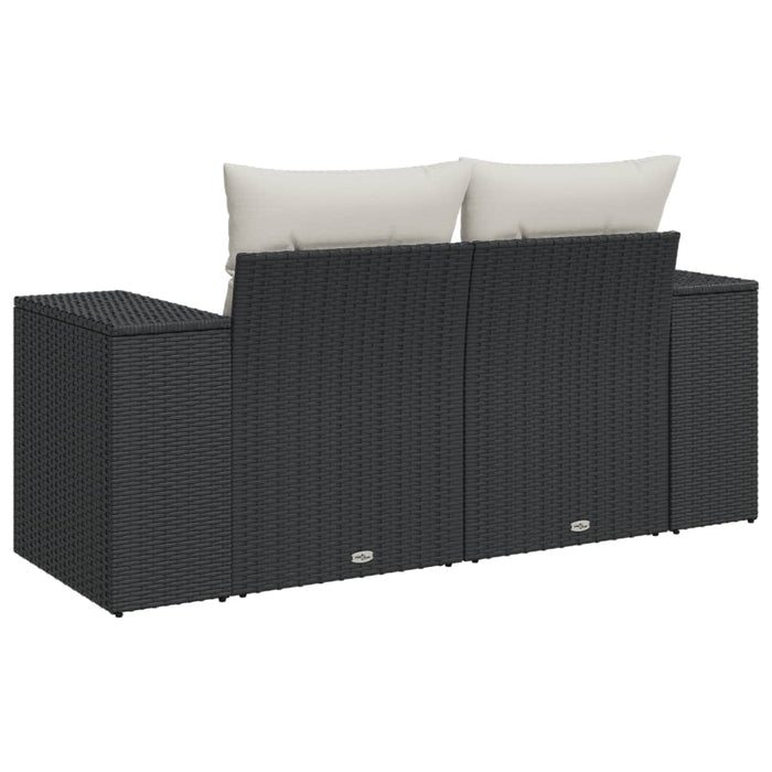 Divano da Giardino con Cuscini a 2 Posti Nero in Polyrattan 366007