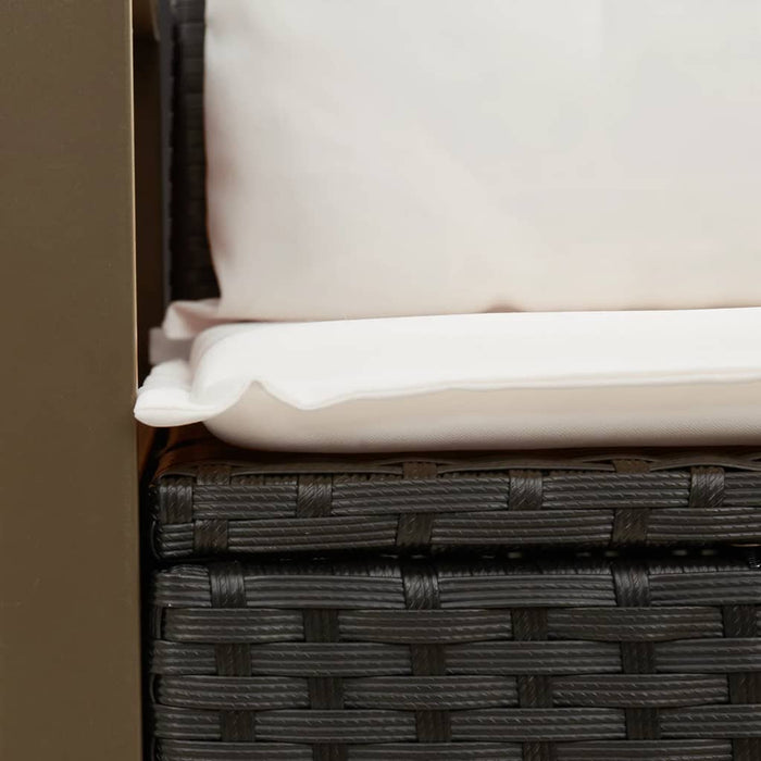 Divano da Giardino con Cuscini a 2 Posti Nero in Polyrattan 366010