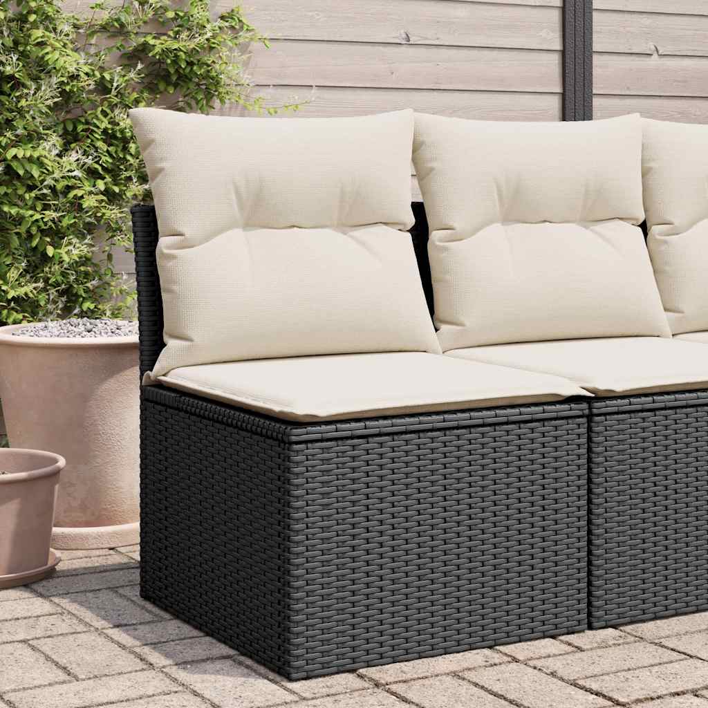 Sedia da Giardino Senza Braccioli con Cuscini Nera Polyrattan 366011