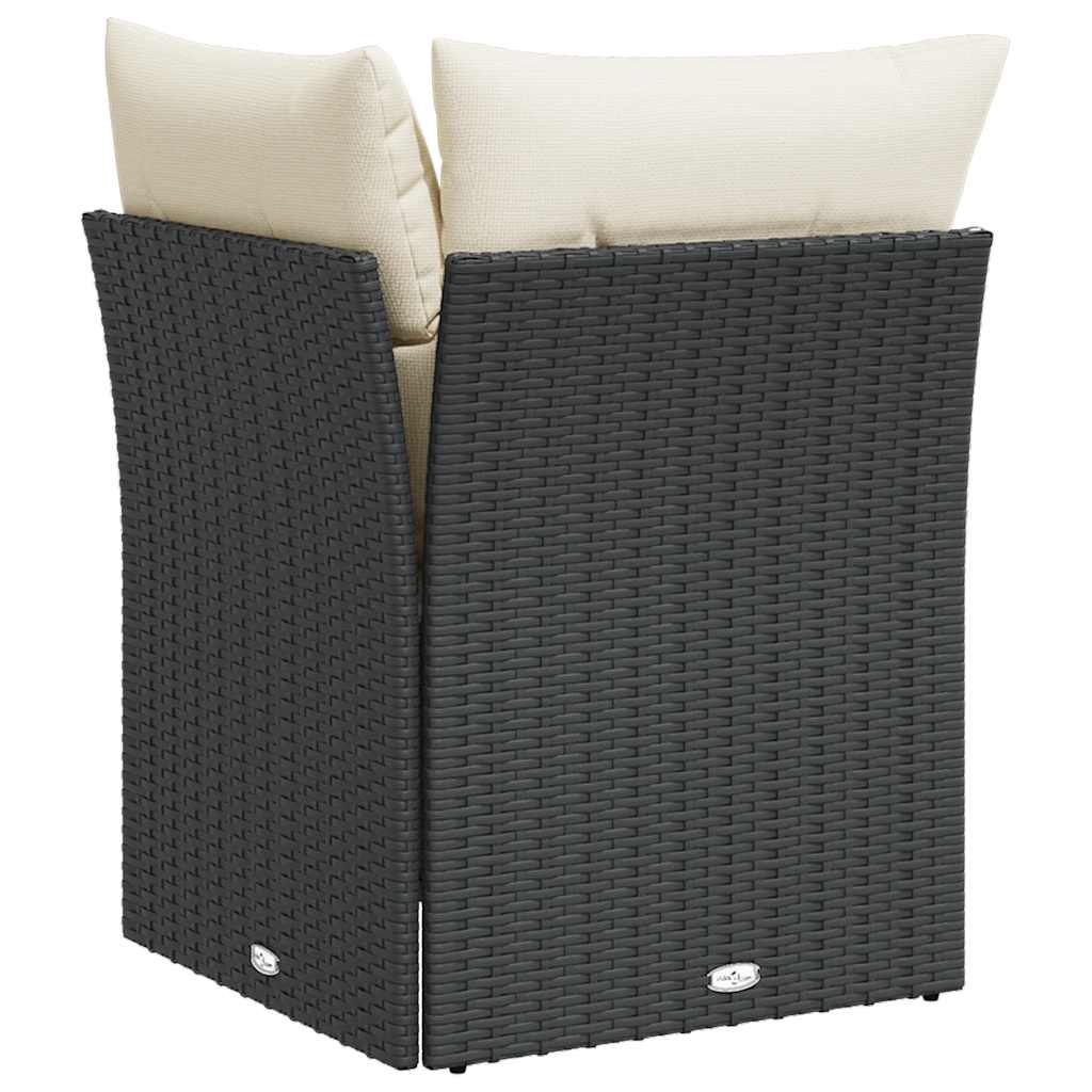 Divano Angolare da Giardino con Cuscini-Sofa da Giardino-Divanetto da esterno Nero in Polyrattan 315419