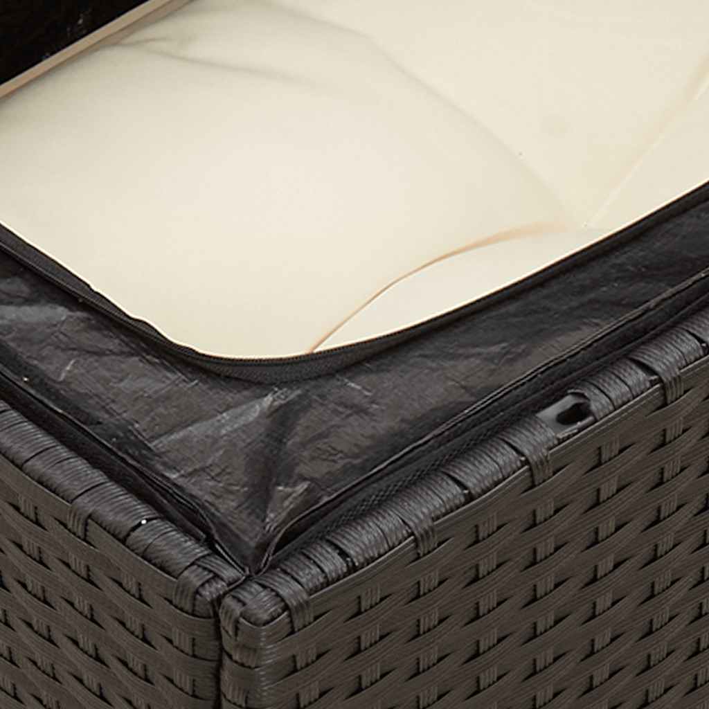 Divano Angolare da Giardino con Cuscini-Sofa da Giardino-Divanetto da esterno Nero in Polyrattan 315419
