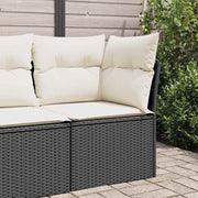 Divano Angolare da Giardino con Cuscini-Sofa da Giardino-Divanetto da esterno Nero in Polyrattan 315419