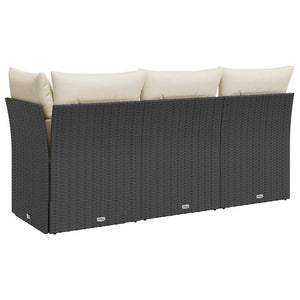 Divano da Giardino a 3 Posti con Cuscini Nero in Polyrattan 366014