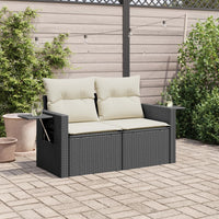 Divano da Giardino con Cuscini a 2 Posti Nero in Polyrattan 366017