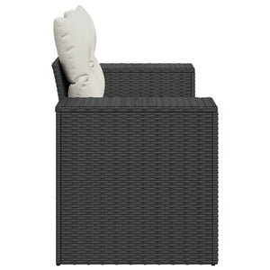 Divano da Giardino con Cuscini a 2 Posti Nero in Polyrattan 366019