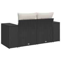 Divano da Giardino con Cuscini a 2 Posti Nero in Polyrattan 366019