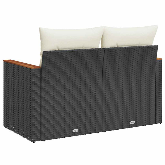 Divano da Giardino con Cuscini a 2 Posti Nero in Polyrattan 366020