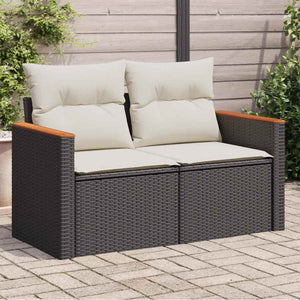 Divano da Giardino con Cuscini a 2 Posti Nero in Polyrattan 366020