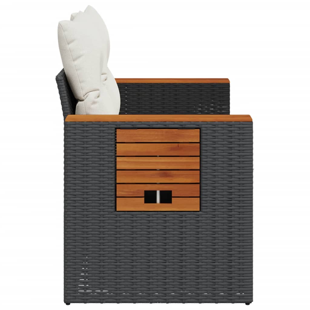 Divano da Giardino con Cuscini a 2 Posti Nero in Polyrattan 366021