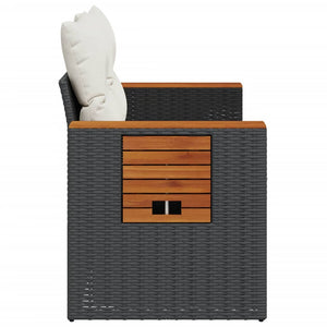 Divano da Giardino con Cuscini a 2 Posti Nero in Polyrattan 366021