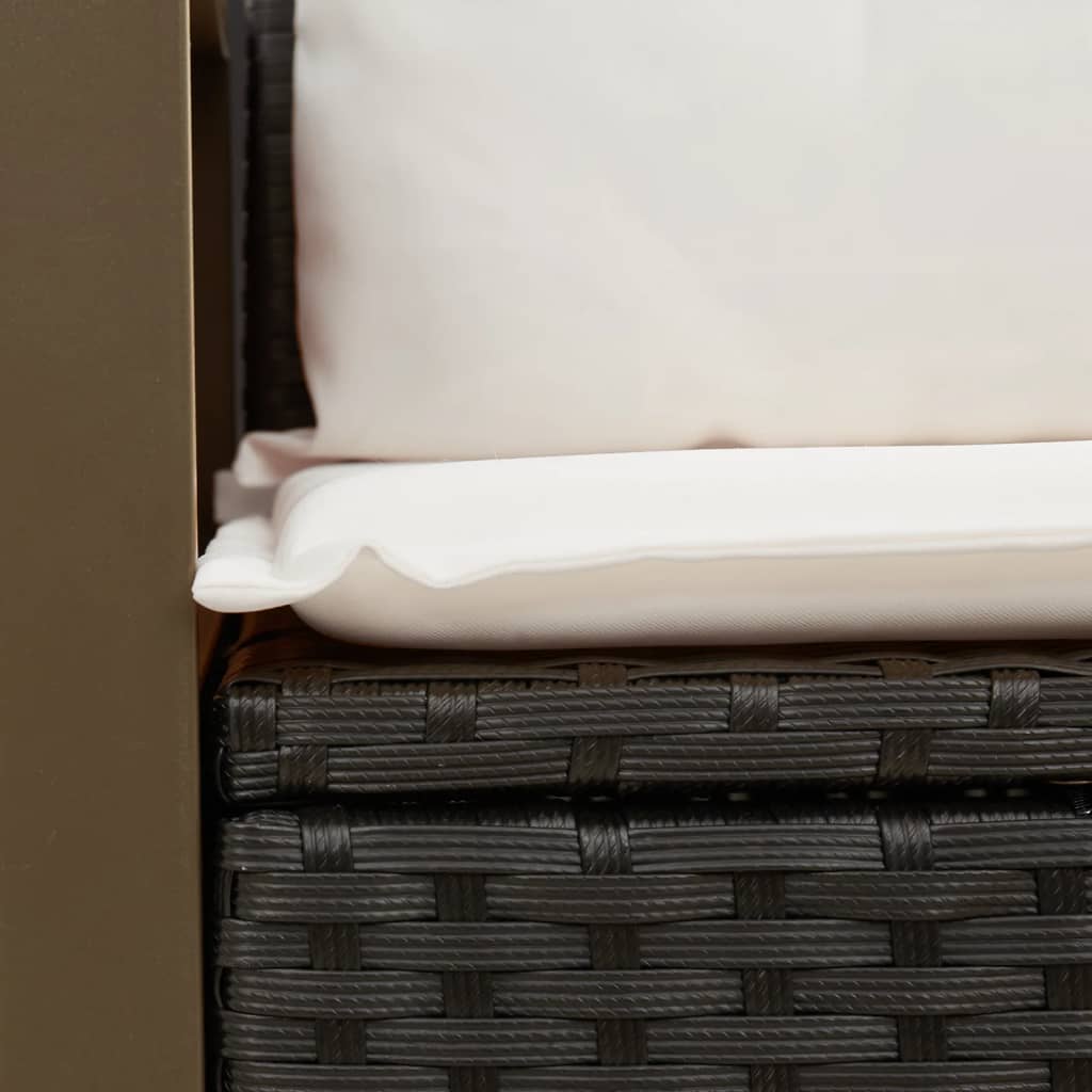 Divano da Giardino con Cuscini a 2 Posti Nero in Polyrattan 366022