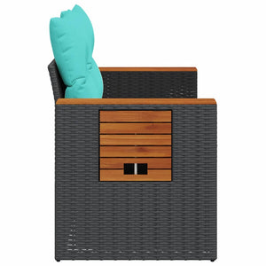 Divano da Giardino con Cuscini a 2 Posti Nero in Polyrattan 366036