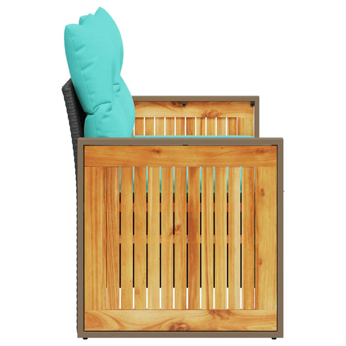 vidaXL Divano da giardino con cuscini 2 posti nero in polyrattan