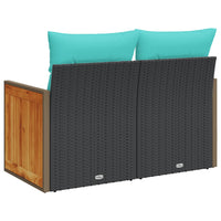 vidaXL Divano da giardino con cuscini 2 posti nero in polyrattan