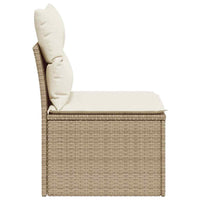 Divano Giardino Senza Braccioli con Cuscini-Sofa da Giardino-Divanetto da esterno Beige in Polyrattan 241737