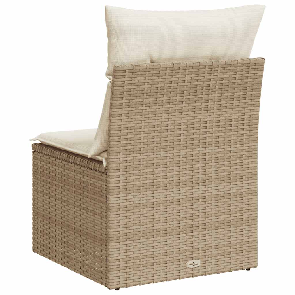 Divano Giardino Senza Braccioli con Cuscini-Sofa da Giardino-Divanetto da esterno Beige in Polyrattan 241737