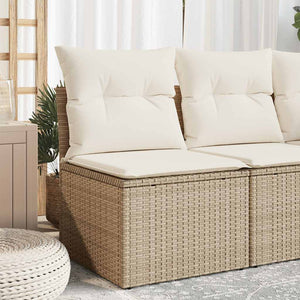 Divano Giardino Senza Braccioli con Cuscini-Sofa da Giardino-Divanetto da esterno Beige in Polyrattan 241737