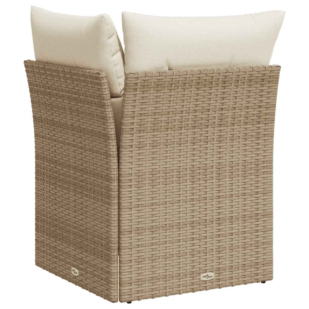 Divano Angolare da Giardino con Cuscini-Sofa da Giardino-Divanetto da esterno Beige in Polyrattan 720055
