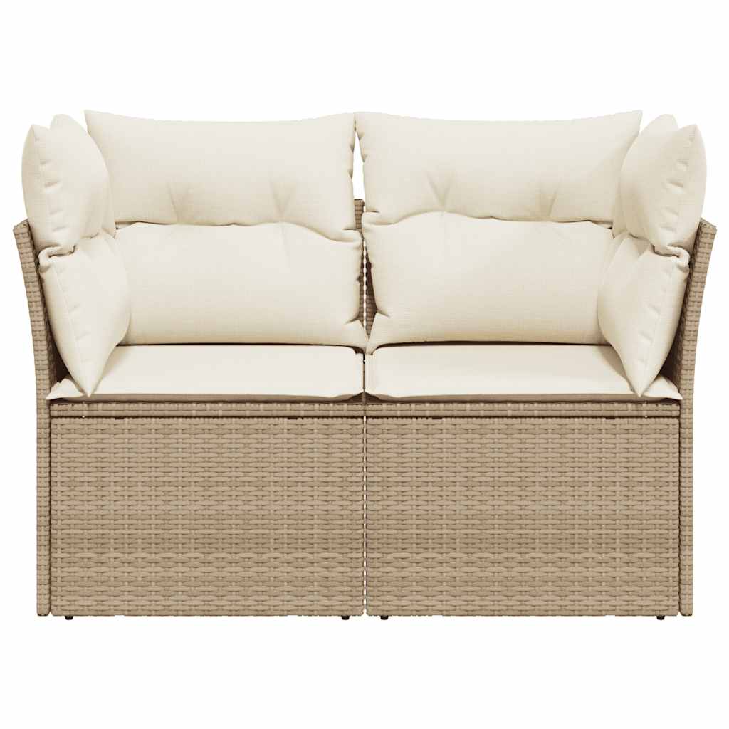 Divano da Giardino con Cuscini a 2 Posti Beige in Polyrattan 366052