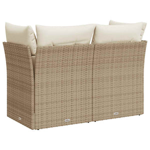 Divano da Giardino con Cuscini a 2 Posti Beige in Polyrattan 366052
