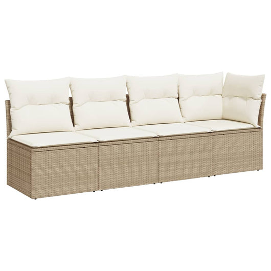 Divano da Giardino con Cuscini a 4 Posti Beige in Polyrattan 366053
