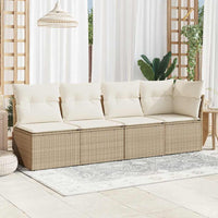 Divano da Giardino con Cuscini a 4 Posti Beige in Polyrattan 366053