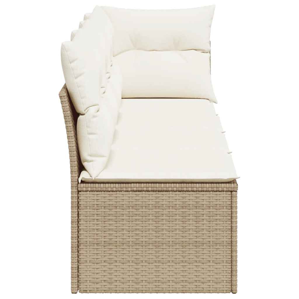Divano da Giardino con Cuscini a 4 Posti Beige in Polyrattan 366053