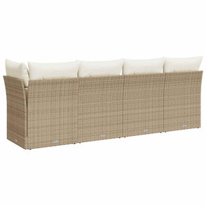 Divano da Giardino con Cuscini a 4 Posti Beige in Polyrattan 366053