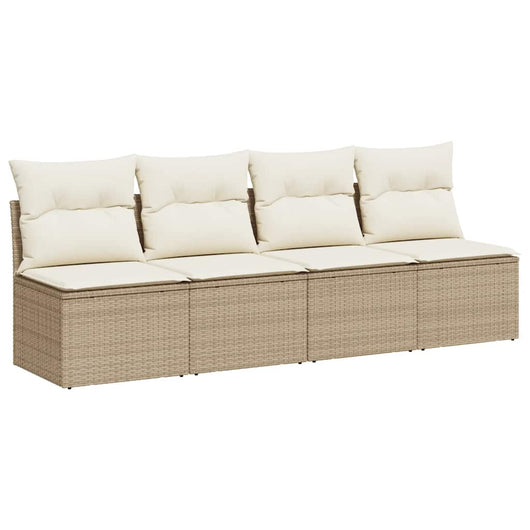 Divano da Giardino con Cuscini a 4 Posti Beige in Polyrattan 366054