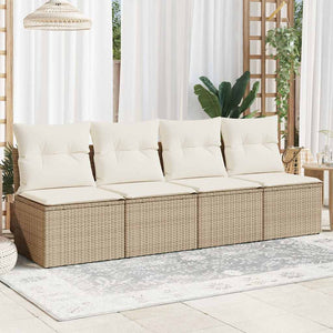 Divano da Giardino con Cuscini a 4 Posti Beige in Polyrattan 366054