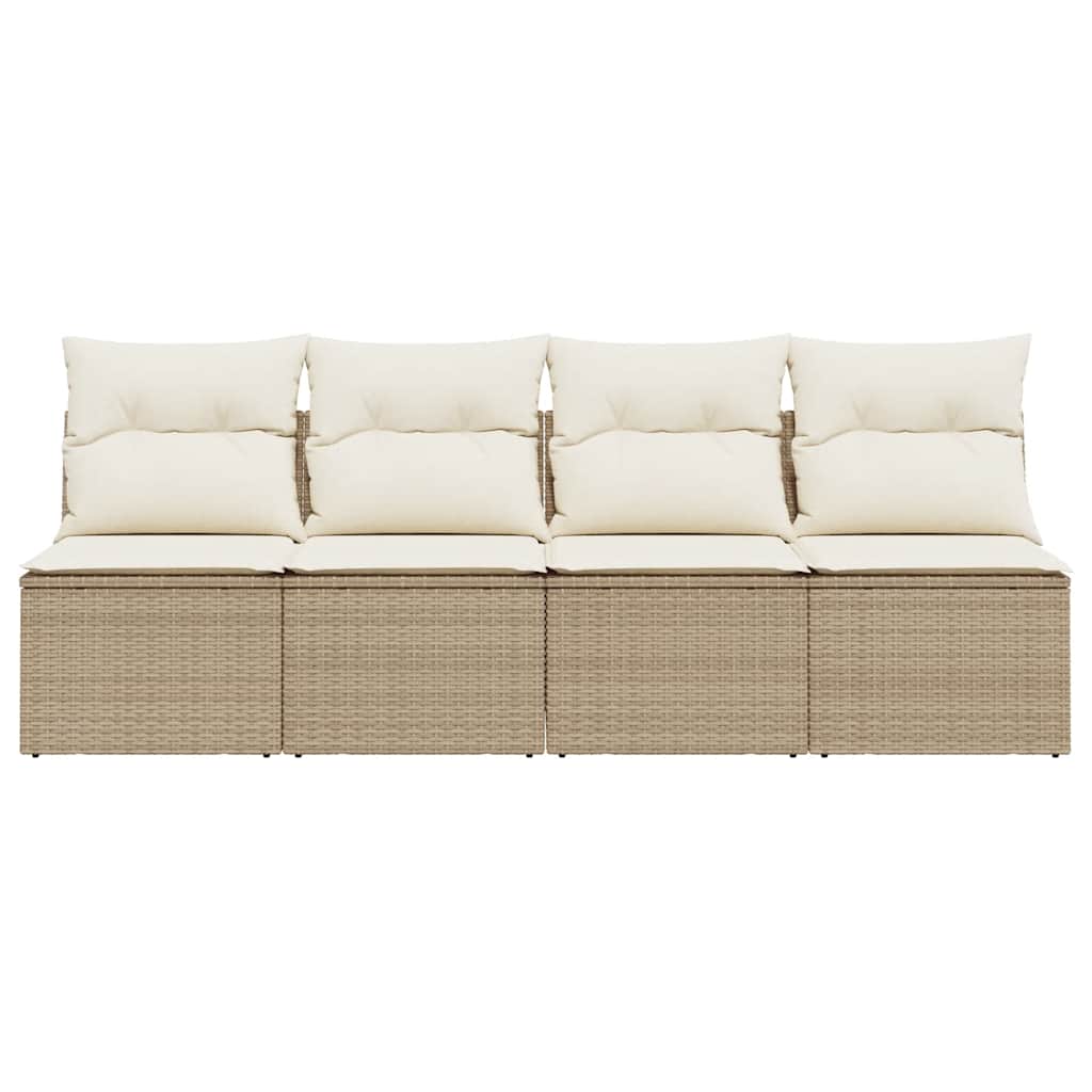 Divano da Giardino con Cuscini a 4 Posti Beige in Polyrattan 366054
