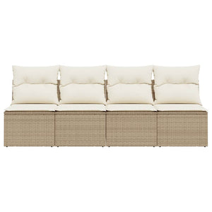 Divano da Giardino con Cuscini a 4 Posti Beige in Polyrattan 366054