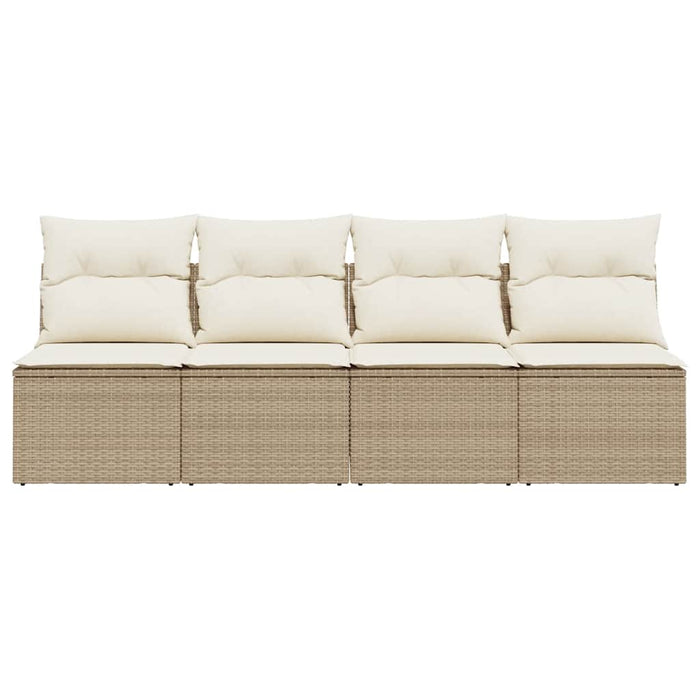 Divano da Giardino con Cuscini a 4 Posti Beige in Polyrattan 366054