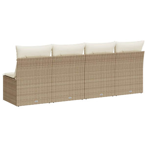 Divano da Giardino con Cuscini a 4 Posti Beige in Polyrattan 366054