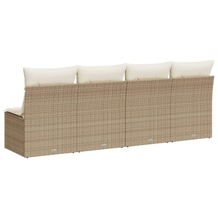 Divano da Giardino con Cuscini a 4 Posti Beige in Polyrattan 366054